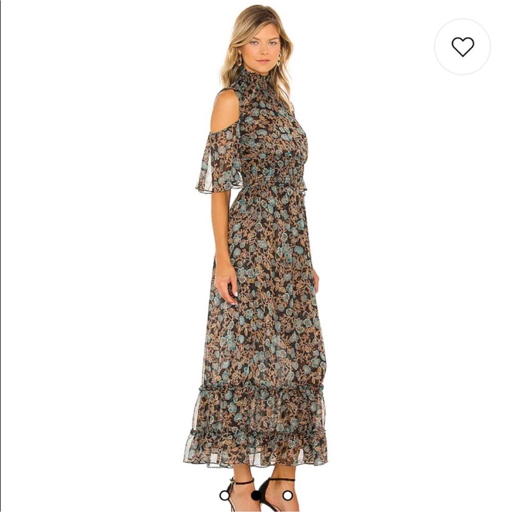 Gorgeous MISA cold shoulder dress. Rich colors, never worn, from Neiman Marcus.